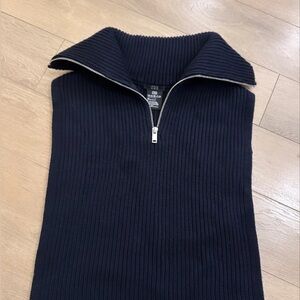 COS Dark Blue Ribbed Zip Sweater Tunique